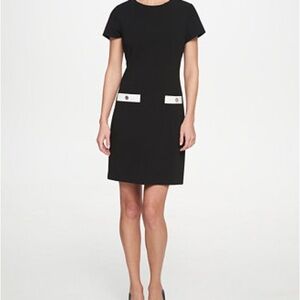 Tommy Hilfiger Black Midi Dress with White size 2